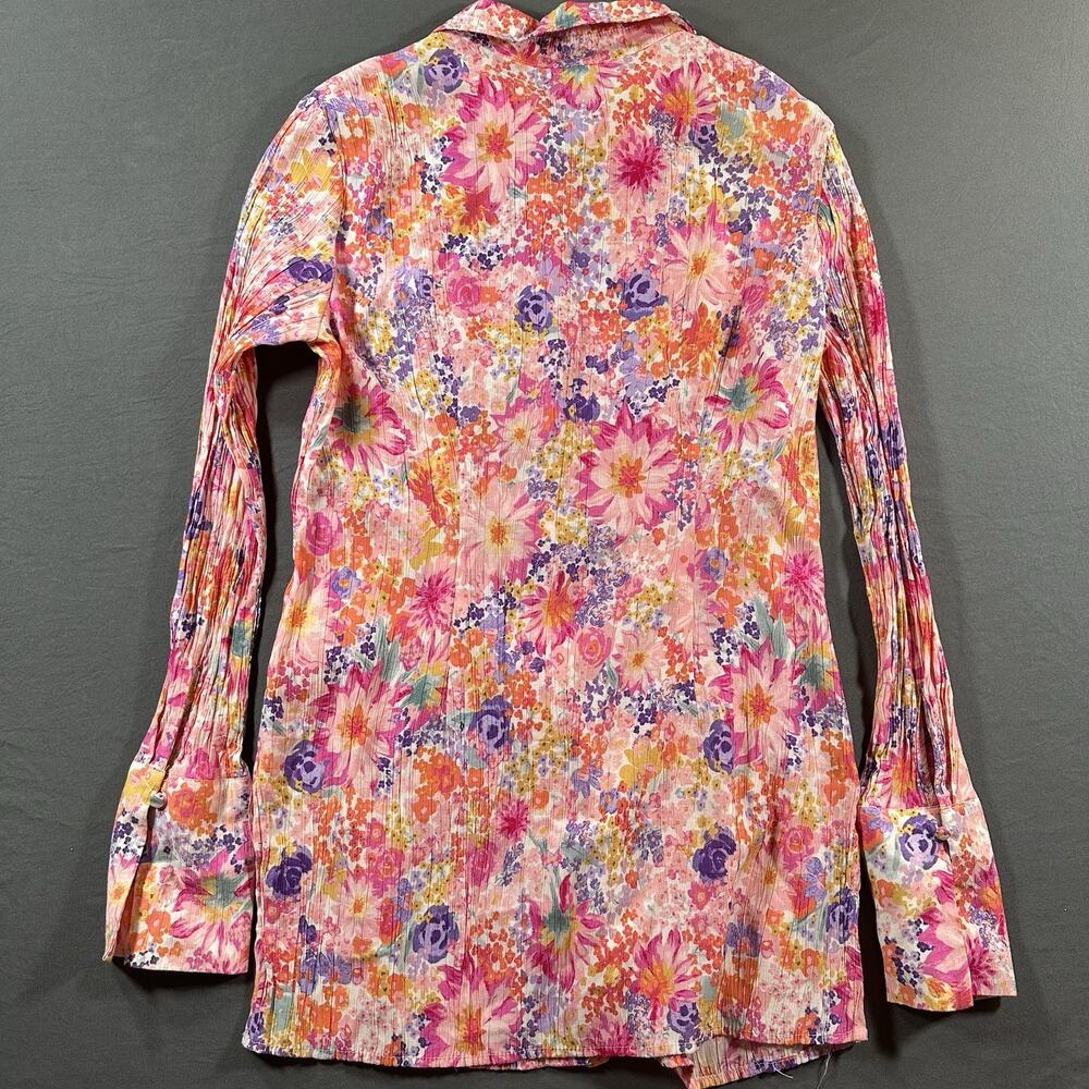 H&M Multicolor Floral Button-Up Collared Long Sleeve Blouse M - Picture 7 of 7